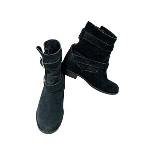 Kate Spade New York Boots Womens 6.5 M Sabina Buckle Ankle Bootie Black Suede